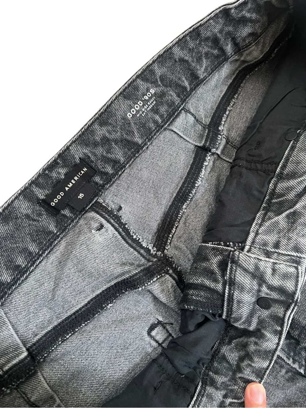 Good American Good 90s Relaxed Jeans Black Two Tone Baggy Mom Jean Size 15 NWT - Picture 8 of 11
